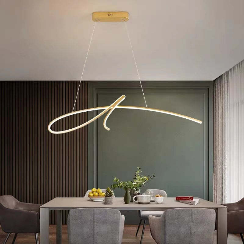 Durable Black Gold Metal Curved Irregular Pendant Light