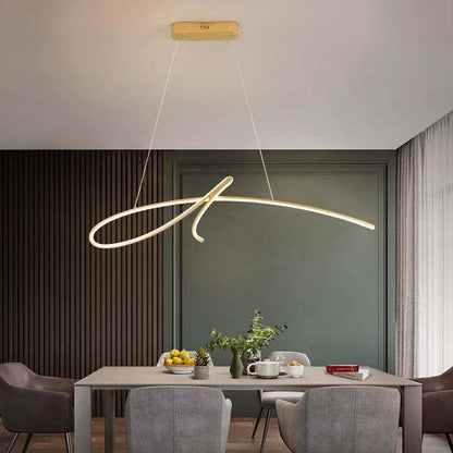 Durable Black Gold Metal Curved Irregular Pendant Light