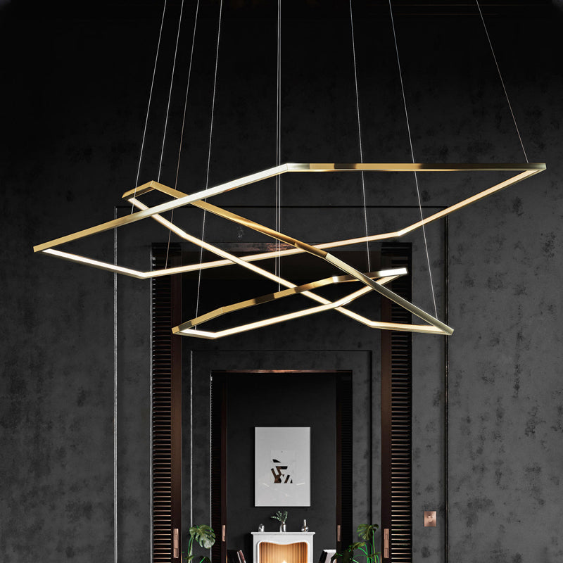 Gold Finish Geometric Metal Pendant Light
