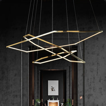 Gold Finish Geometric Metal Pendant Light