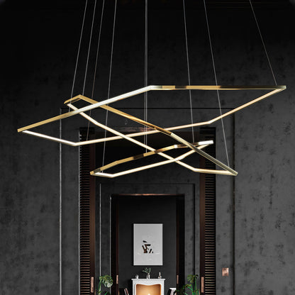 Gold Finish Geometric Metal Pendant Light