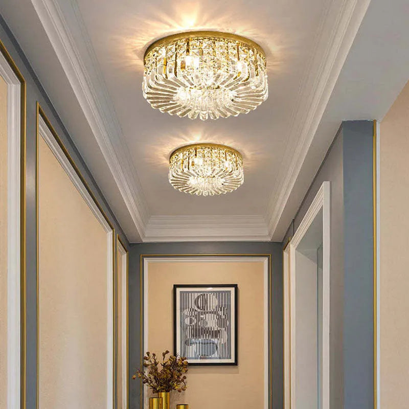 Metal Finish Nova Crystal Ceiling Mount Flush Light