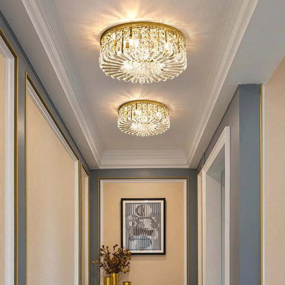 Metal Finish Nova Crystal Ceiling Mount Flush Light