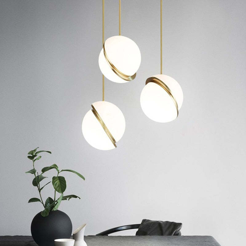 Gold and White Warm Glow Minimalist Pendant Light