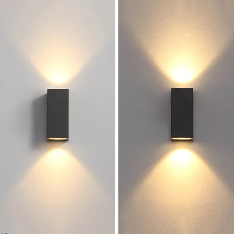 Outdoor Wall Light With LED Minimalist Black Metal Square