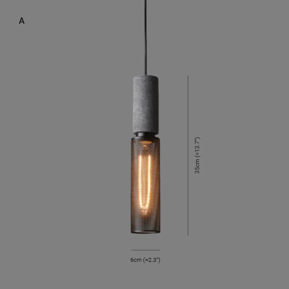 Concrete Top Industrial Cylindrical Pendant Light