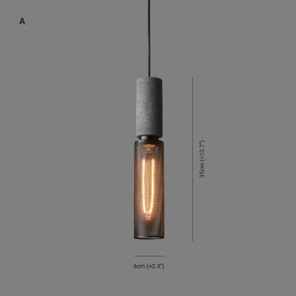 Concrete Top Industrial Cylindrical Pendant Light