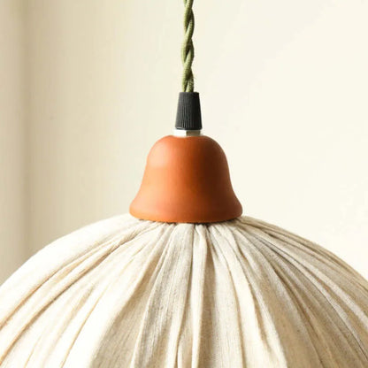 Warm Ambience Pendant Light In Vintage Beige Fabric