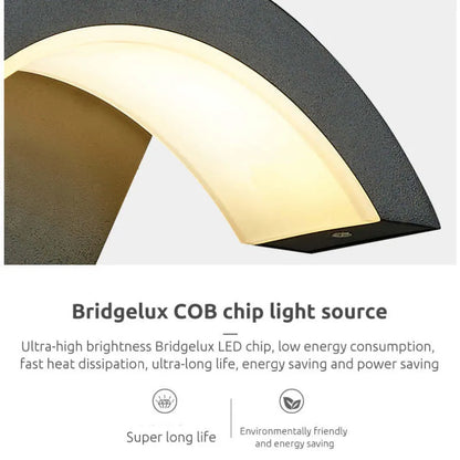 Black Outdoor Wall Light Nordic Weatherproof Arc LED