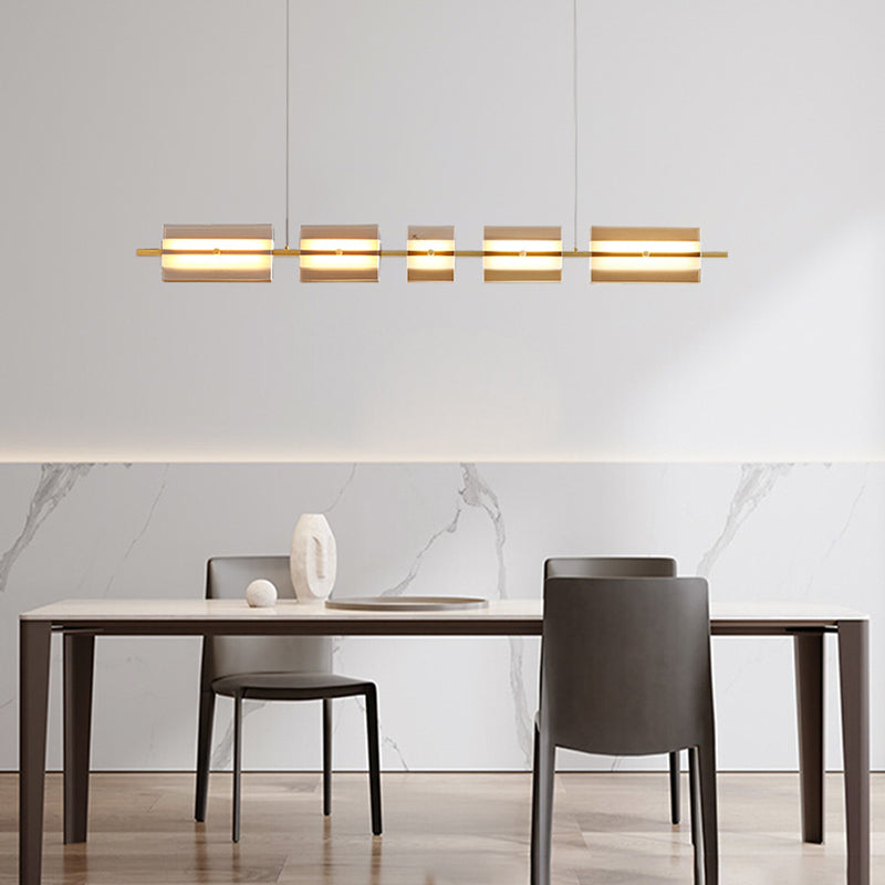 Copper Glass Linear Nordic Pendant Light For Dining