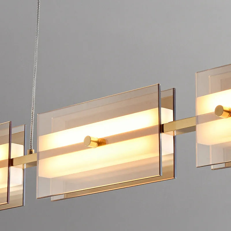 Copper Glass Linear Nordic Pendant Light For Dining