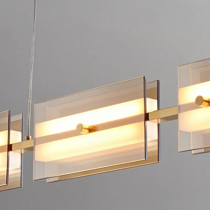 Copper Glass Linear Nordic Pendant Light For Dining
