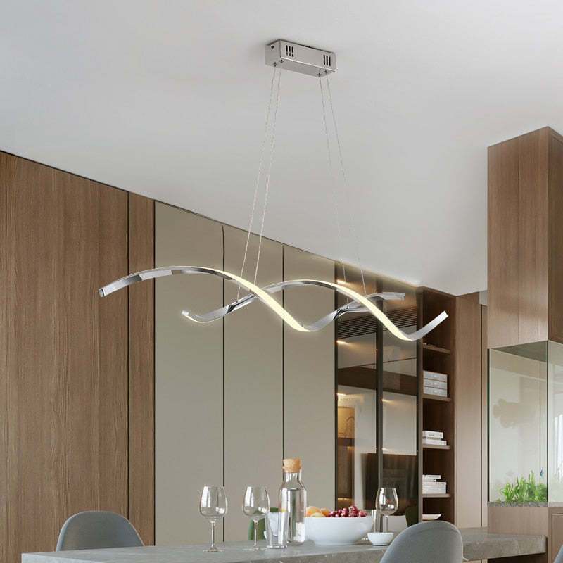 Premium Chrome Gold Finish Arisha Modern Wavy Pendant Light