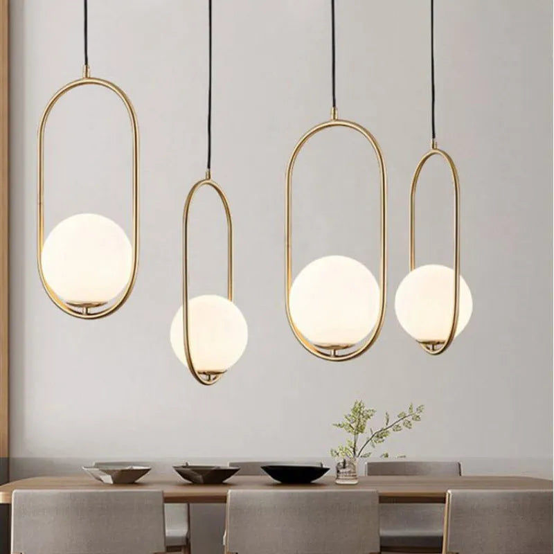 Gold And Black Frame With Oval Globe Pendant Light