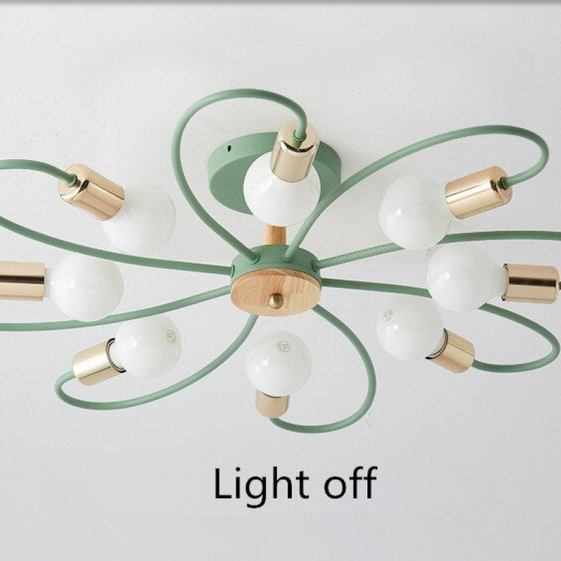 Green Grey Ceiling Flush Light Glass And Metal Elegant