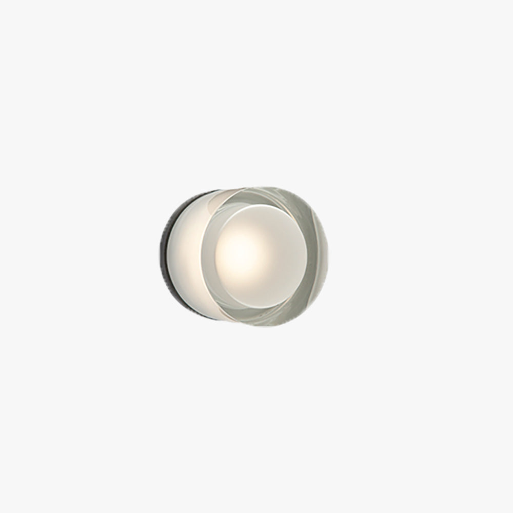 Outdoor Wall Light With Transparent Shade Black Metal Drum