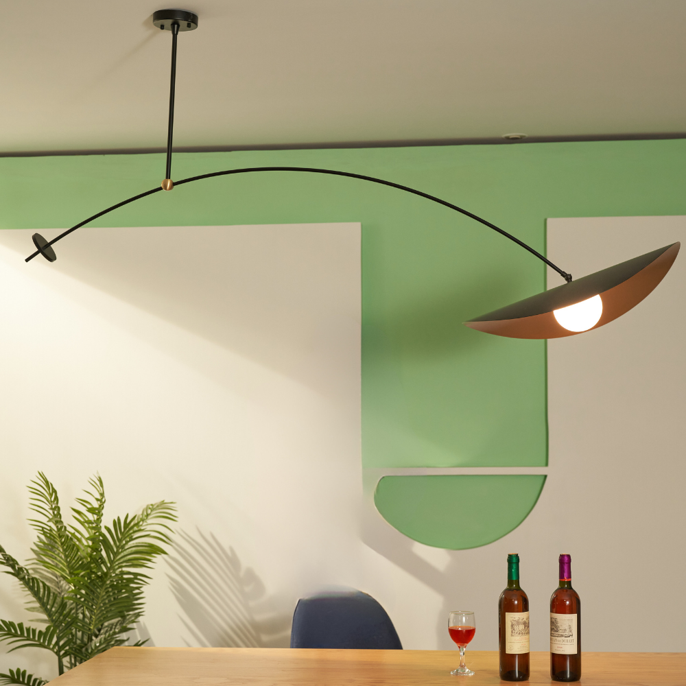 Black and Gold Minimalist Lotus Metal Pendant Light Arisha