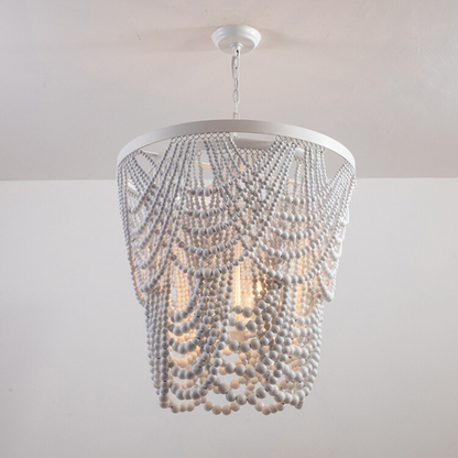 Subtle LED Glow Pendant Light With Boho Wood and Metal