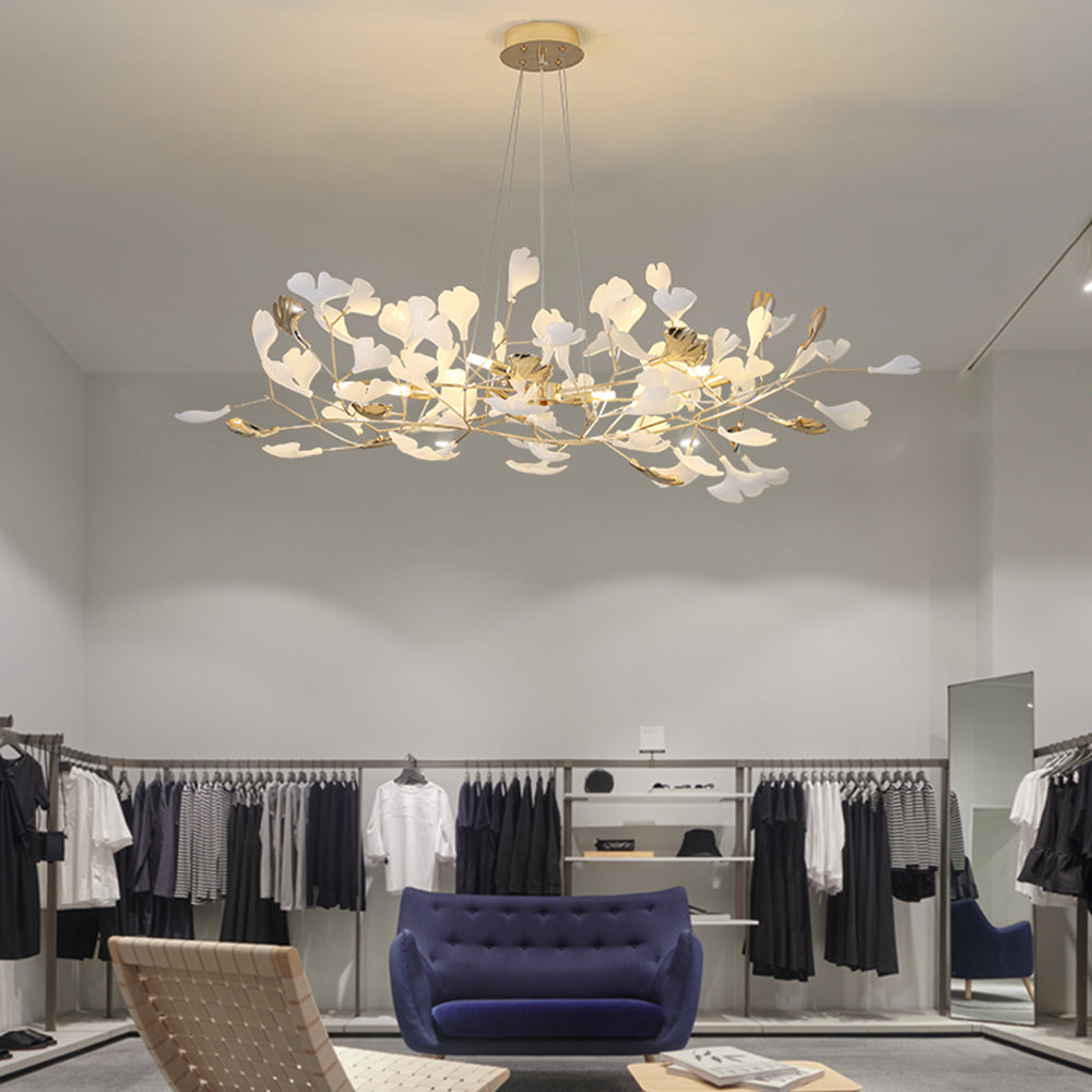 Pendant Light With Warm Illumination Ginkgo Leaf
