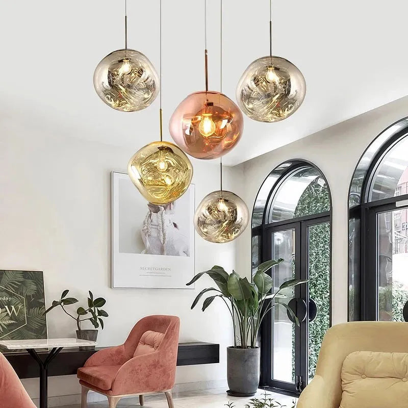 Adjustable Height Lava Glass Pendant Light