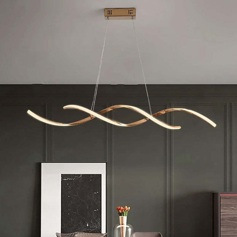 Premium Chrome Gold Finish Arisha Modern Wavy Pendant Light