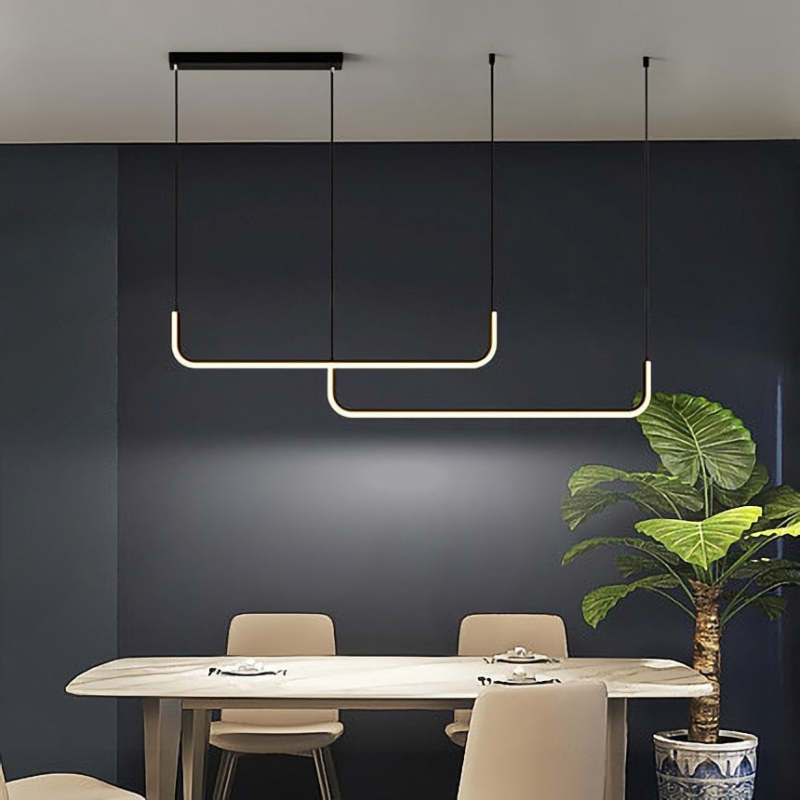 Black Gold Two Tone Finish Modern Linear Pendant Light