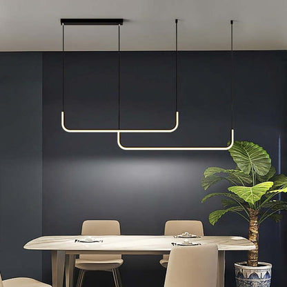 Black Gold Two Tone Finish Modern Linear Pendant Light
