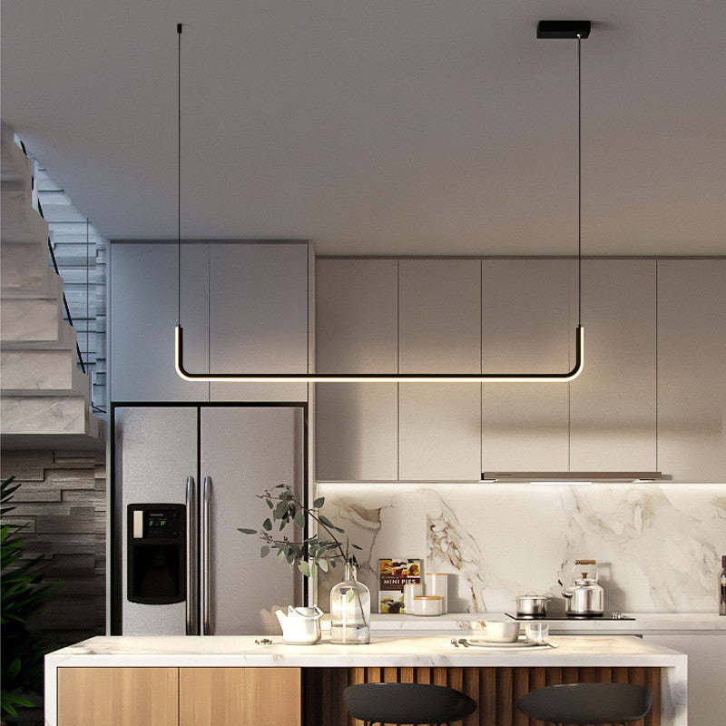 Black Gold Two Tone Finish Modern Linear Pendant Light