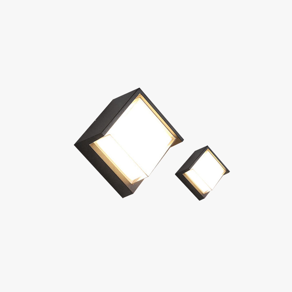 Matte Black Metal Outdoor Wall Light Nova Edge Square