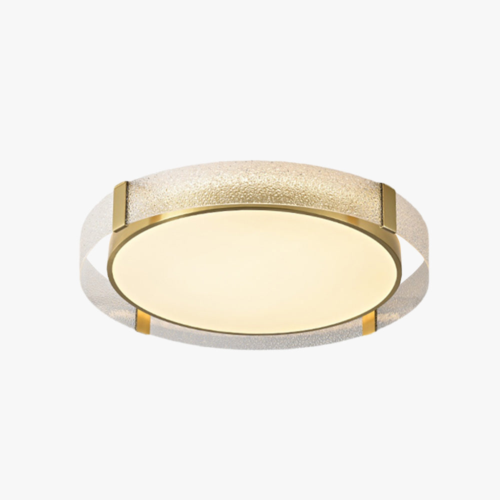 Glass And Metal Gold Flush Round Mount Ceiling Light