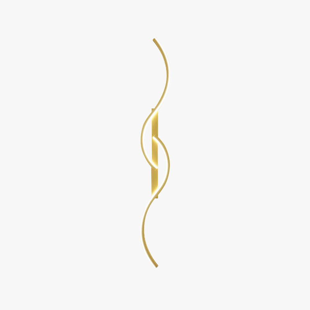 Dimmable Colour Modes Black And Gold Linear Wave Wall Lamp
