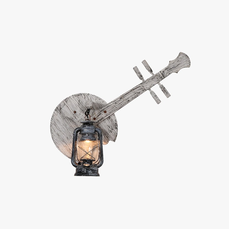 Weathered Wood Gray Era Vintage Lantern Wall Lamp