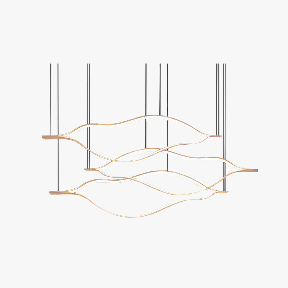 Golden Leaf Design Led Linear Pendant Light