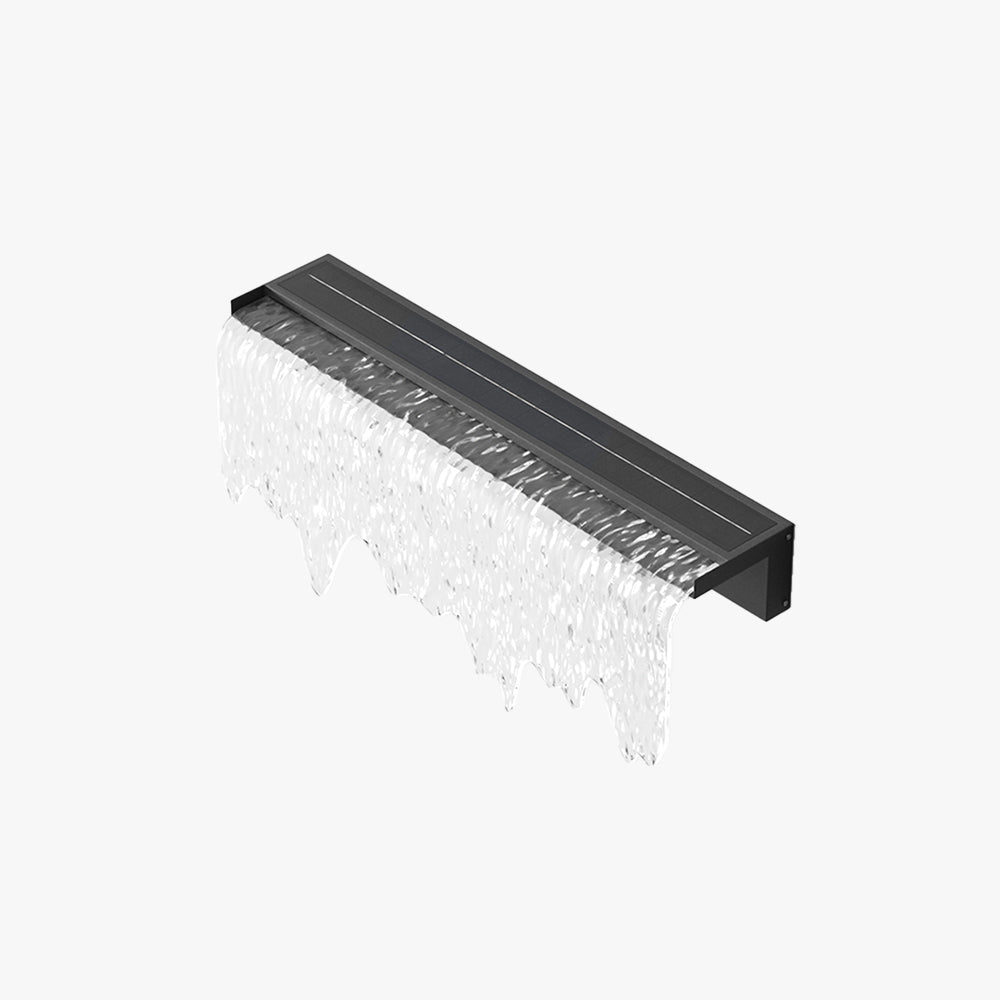 Black Metal Solar Outdoor Wall Light Water Texture