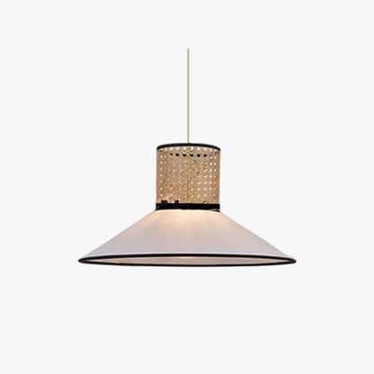 White Pendant Light Modern Rattan And Fabric