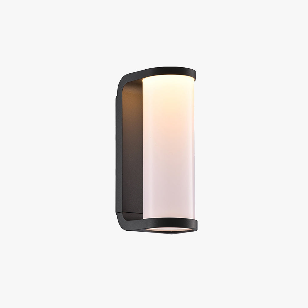 Black Outdoor LED Compatible Metal Cylindrical Wall Light