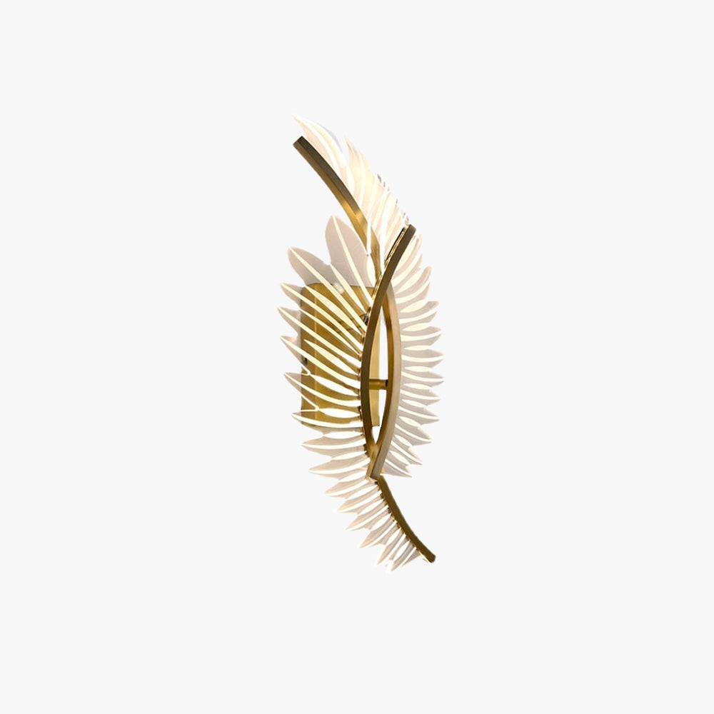 Dimmable Warm Glow Modern Wall Light With Gold Feather