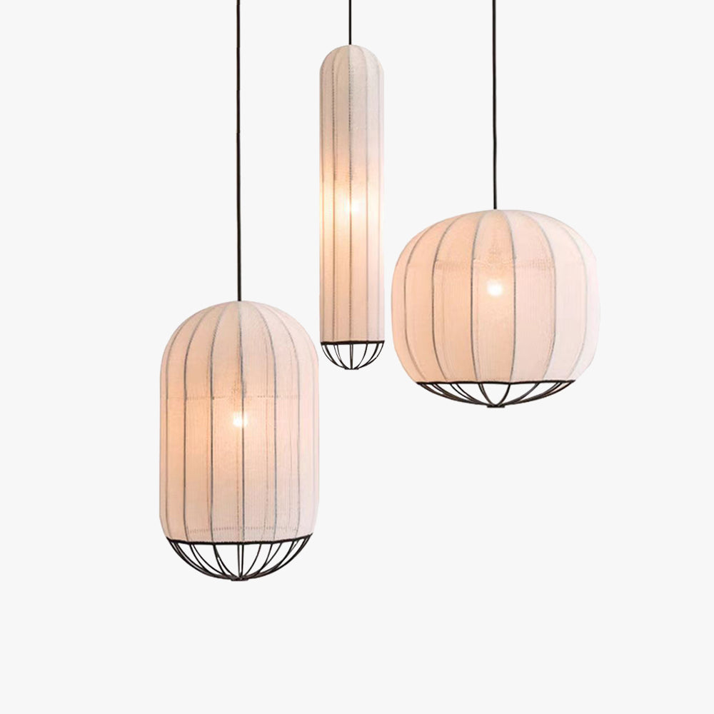 Vintage French Vibe Fabric Pendant Light With Soft Diffuser