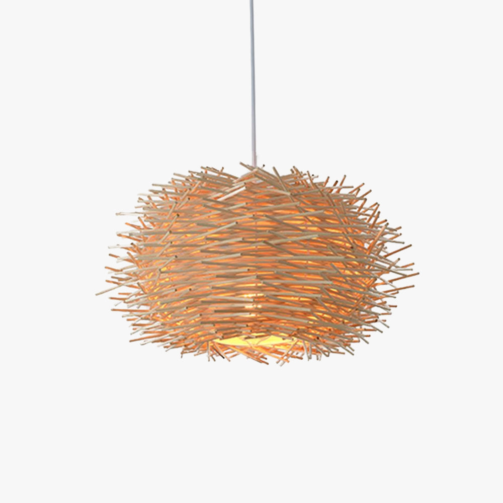 Cozy Ambience Natural Wood Nest Pendant Light