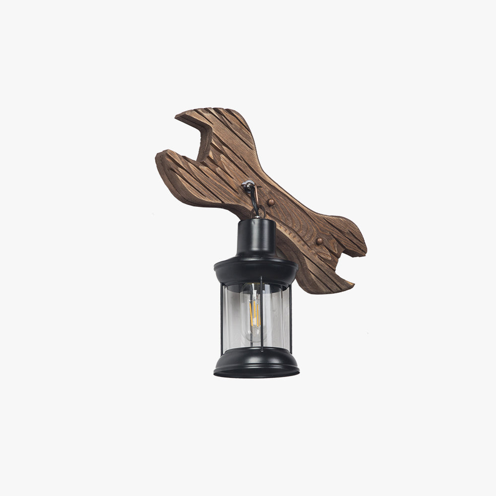 Wall Lamp For Bedroom Metal And Wood Style Dimmable Lantern