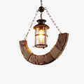 Pendant Light Arc Rustic With Glass And Wood