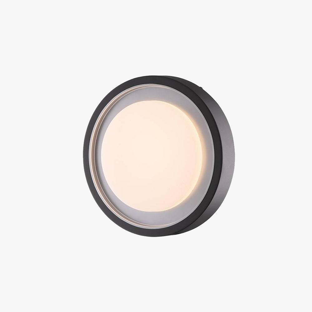 Outdoor Wall Light LED Circular Disc Metal Black