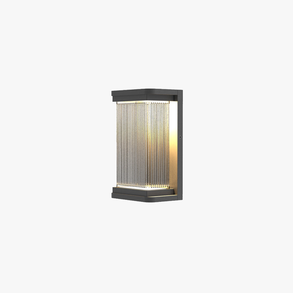 Matte Black Rectangular Outdoor Glass Wall Light With Warm Glow