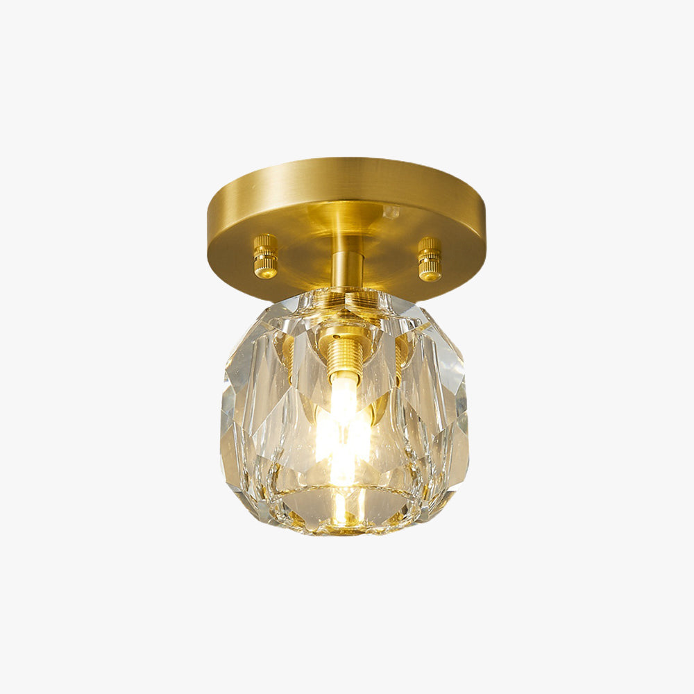 Gold Finish Aurora Luxe Metal Diamond Mount Flush Ceiling Light