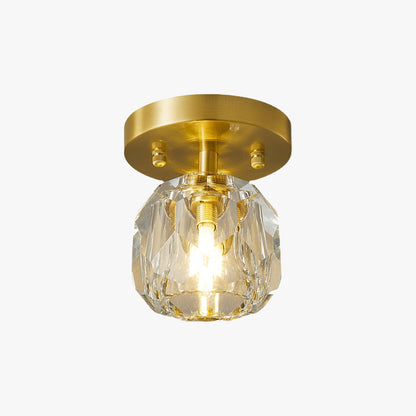 Gold Finish Aurora Luxe Metal Diamond Mount Flush Ceiling Light