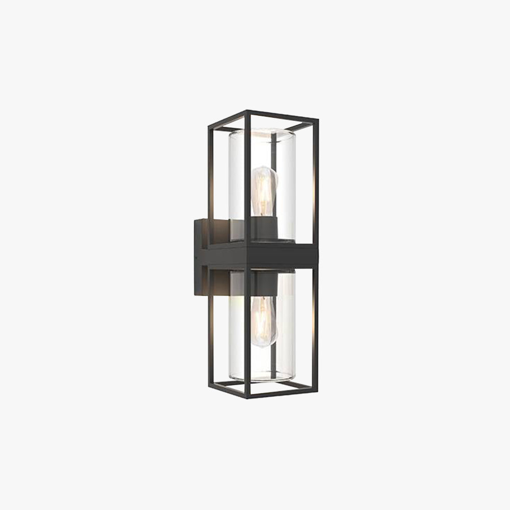 Outdoor Wall Light Rectangular Modern Black Metal