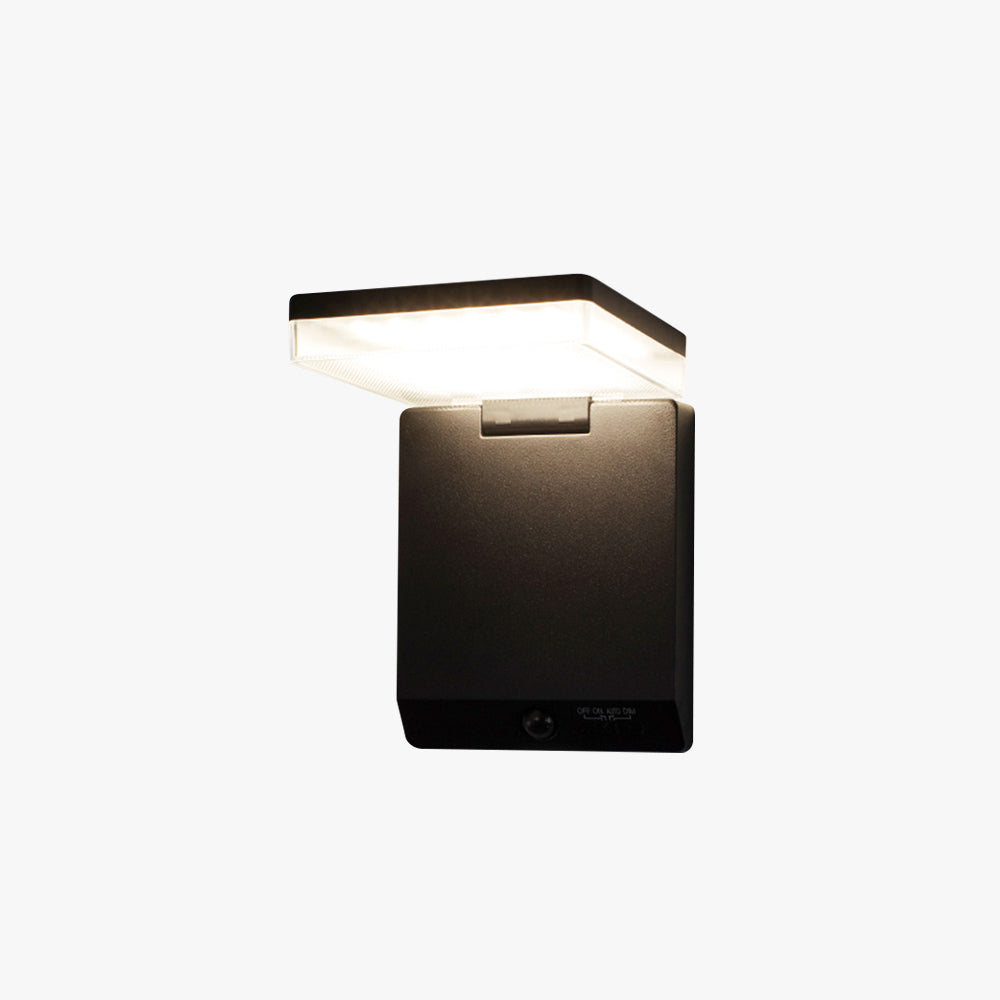 Outdoor Wall Light Minimalist Black Solar Right Angle Sensor IP65