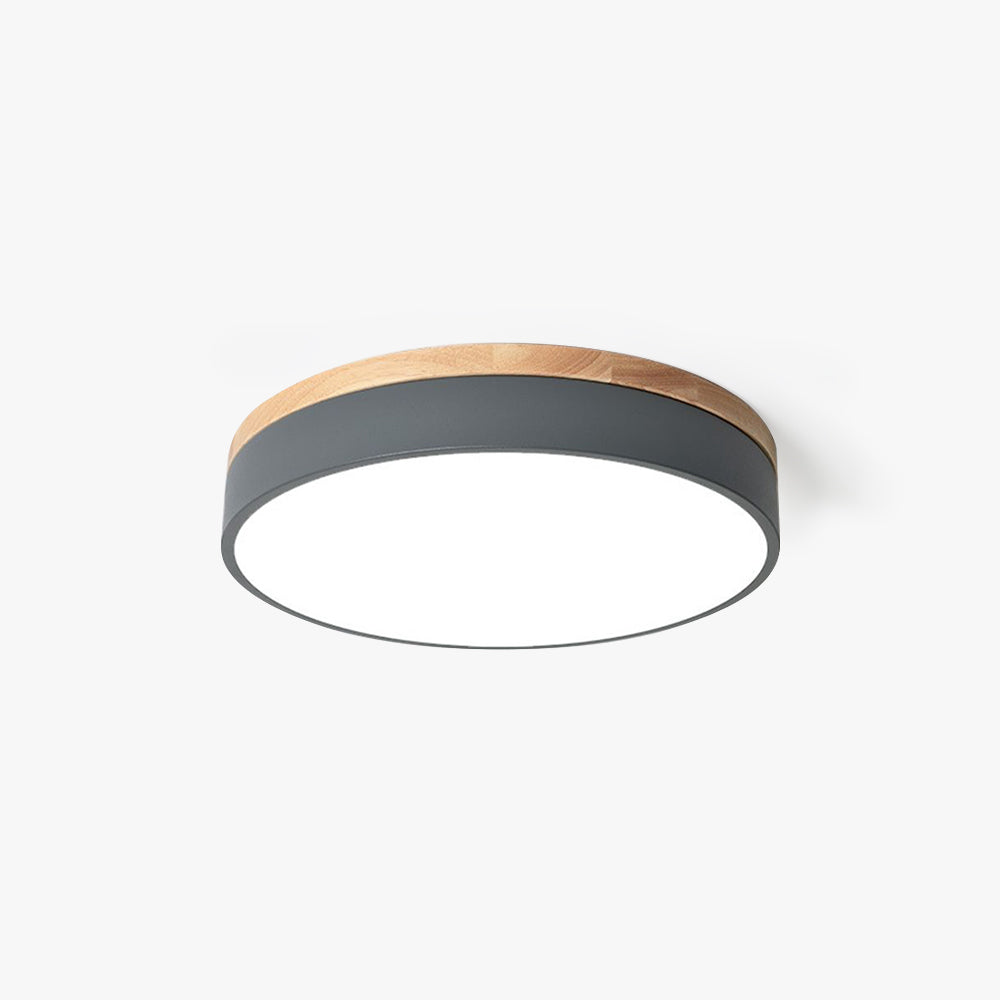 Ceiling Light With Wood Finish Nordic Round LED Flush Mount