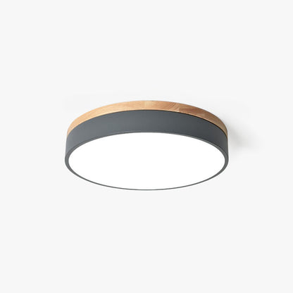 Ceiling Light With Wood Finish Nordic Round LED Flush Mount