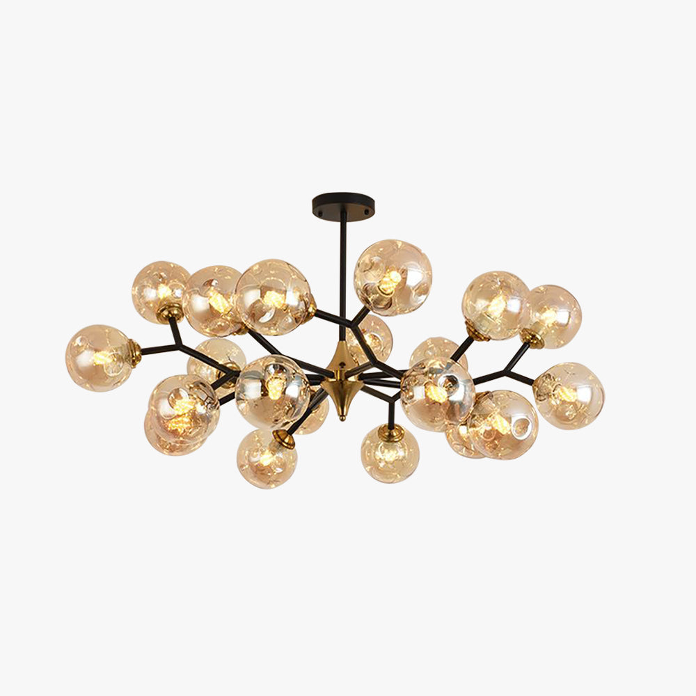 Pendant Light With Elegant Art Deco Flair Amber Glass Bubble